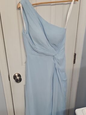 Light Blue One-Shoulder Evening Dress
